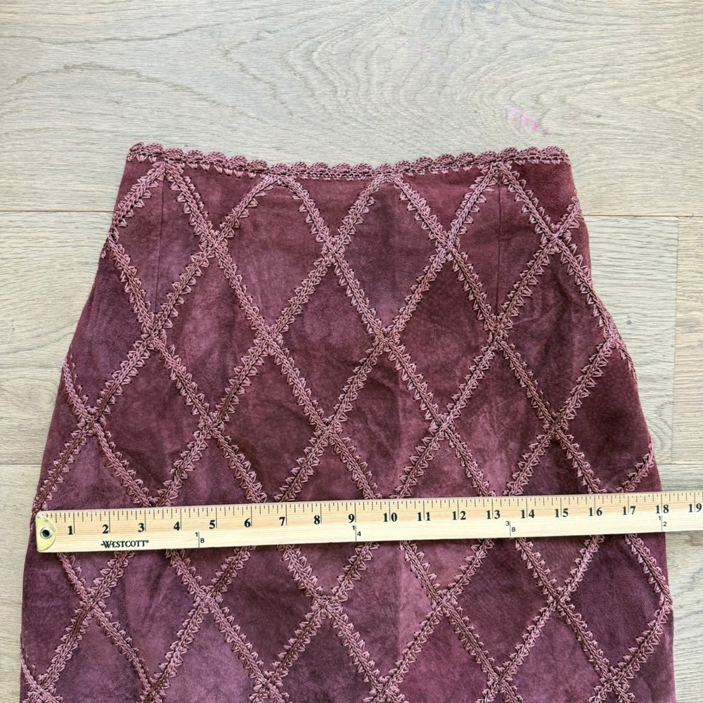 Double D Ranchwear Womens Burgundy Suede Diamond Patchwork Maxi Skirt Size M - Picture 10 of 10